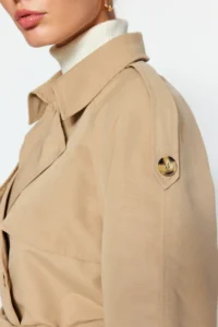 TRENDYOLMİLLA Beige Oversized Wide Cut Arched Trench Coat - Image 9