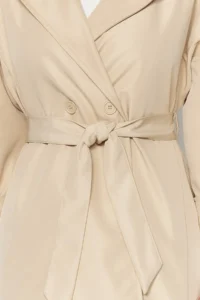 TRENDYOLMİLLA Beige Oversized Belted Water Repellent LONG Trench Coat - Image 5