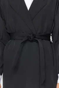 TRENDYOLMİLLA Black Oversized Belted Water Repellent LONG Trench Coat - Image 12