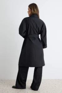 TRENDYOLMİLLA Black Oversized Belted Water Repellent LONG Trench Coat - Image 8