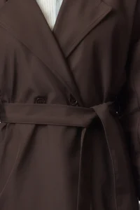 TRENDYOLMİLLA Brown Oversized Belted Water Repellent LONG Trench Coat - Image 8