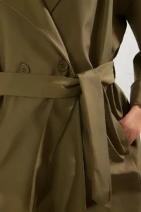 TRENDYOLMİLLA Khaki Oversized Belted Water Repellent LONG Trench Coat - Image 4
