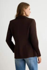 TRENDYOLMİLLA Dark Brown Zipper Detailed Weaving Blazer Jacket - Image 4