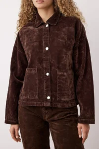 TRENDYOLMİLLA Brown Suede Look DENIM Jacket - Image 3