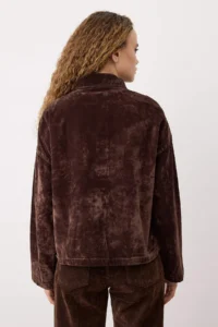 TRENDYOLMİLLA Brown Suede Look DENIM Jacket - Image 4