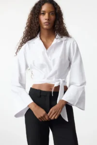 TRENDYOLMİLLA WHITE Binding Detailed Regular Normal Pattern Weaving Shirt