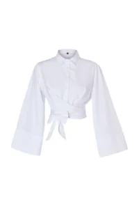 TRENDYOLMİLLA WHITE Binding Detailed Regular Normal Pattern Weaving Shirt - Image 6