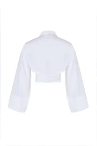 TRENDYOLMİLLA WHITE Binding Detailed Regular Normal Pattern Weaving Shirt - Image 7
