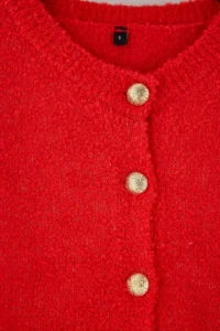 TRENDYOLMİLLA Red Buklet Basic Crew Neck textured Knitwear Cardigan - Image 6