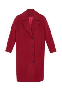 TRENDYOLMİLLA Burgundy Asymmetric Closure Soft textured Oversized Overcoat - Image 10