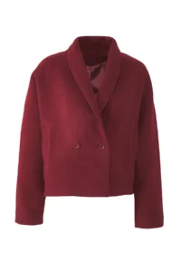 TRENDYOLMİLLA Burgundy Oversized Woolly Short Jacket Overcoat - Image 7
