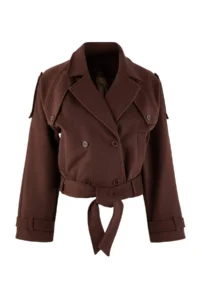 TRENDYOLMİLLA Dark Brown Soft textured Seasonal Short Oversized Bowl Jacket Overcoat - Image 5