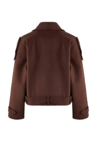 TRENDYOLMİLLA Dark Brown Soft textured Seasonal Short Oversized Bowl Jacket Overcoat - Image 6