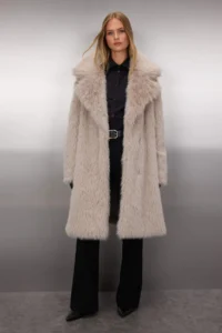TRENDYOLMİLLA Mink Oversized Pattern LONG Fur Overcoat