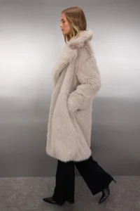 TRENDYOLMİLLA Mink Oversized Pattern LONG Fur Overcoat - Image 4
