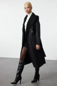 TRENDYOLMİLLA Black Double Sided Oversized LONG Overcoat