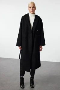 TRENDYOLMİLLA Black Double Sided Oversized LONG Overcoat - Image 4