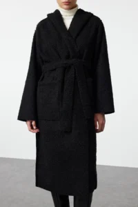 TRENDYOLMİLLA Black Double Sided Oversized LONG Overcoat - Image 5