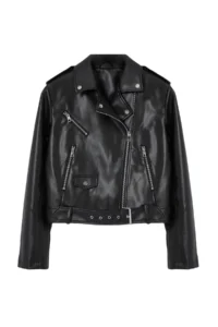 TRENDYOLMİLLA Black Regular Pattern Faux Leather Biker Thin Jacket Coat - Image 6