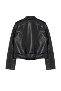 TRENDYOLMİLLA Black Regular Pattern Faux Leather Biker Thin Jacket Coat - Image 7