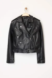 TRENDYOLMİLLA Black Regular Pattern Faux Leather Biker Thin Jacket Coat - Image 8