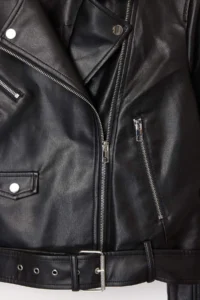 TRENDYOLMİLLA Black Regular Pattern Faux Leather Biker Thin Jacket Coat - Image 9
