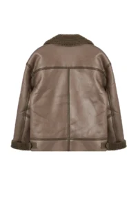 TRENDYOLMİLLA Mink Regular Pattern Collar Belt Detailed Plush Suede Biker Jacket Coat - Image 7