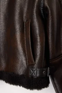 TRENDYOLMİLLA Brown Oversized Pattern Plush Detailed Biker Jacket Coat - Image 11
