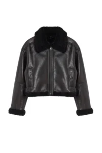 TRENDYOLMİLLA Brown Oversized Pattern Plush Detailed Biker Jacket Coat - Image 7