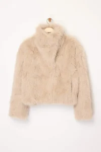 TRENDYOLMİLLA Beige Oversized Pattern Fur Coat - Image 7