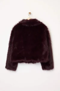 TRENDYOLMİLLA Burgundy Oversized Pattern Fur Coat - Image 10