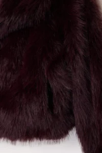 TRENDYOLMİLLA Burgundy Oversized Pattern Fur Coat - Image 8