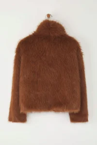 TRENDYOLMİLLA Light Brown Oversized Pattern Fur Coat - Image 8