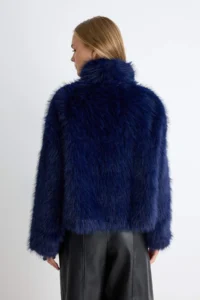 TRENDYOLMİLLA NAVY BLUE Oversized Pattern Fur Coat - Image 5