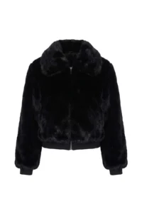 TRENDYOLMİLLA Black Oversized Pattern Tyre Detailed Bomber Jacket Fur Coat - Image 6