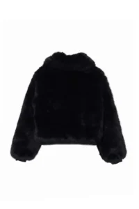TRENDYOLMİLLA Black Oversized Pattern Tyre Detailed Bomber Jacket Fur Coat - Image 9