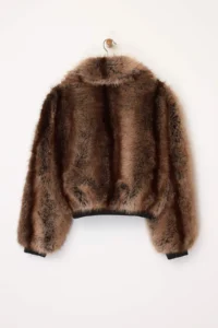 TRENDYOLMİLLA Brown Oversized Pattern Tyre Detailed Bomber Jacket Fur Coat - Image 10