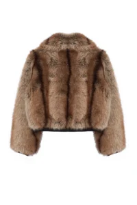 TRENDYOLMİLLA Brown Oversized Pattern Tyre Detailed Bomber Jacket Fur Coat - Image 7