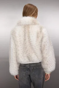TRENDYOLMİLLA Multicolored Bambi Patterned Regular Pattern Tyre Detailed Bomber Jacket Fur Coat - Image 4