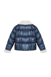 TRENDYOLMİLLA NAVY BLUE Collar Plush and Belt Detailed Shiny Water Repellent Puffer Jacket Coat - Image 9