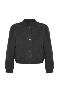 TRENDYOLMİLLA Anthracite Bowl Bomber Jacket Jacket Coat - Image 5