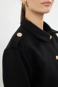 TRENDYOLMİLLA Black Regular Gold Button Detailed Thin Jacket Coat - Image 4