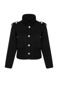 TRENDYOLMİLLA Black Regular Gold Button Detailed Thin Jacket Coat - Image 6