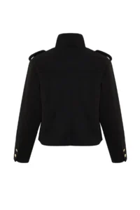 TRENDYOLMİLLA Black Regular Gold Button Detailed Thin Jacket Coat - Image 7