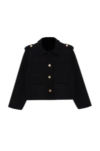 TRENDYOLMİLLA Black Regular Gold Button Detailed Thin Jacket Coat - Image 8