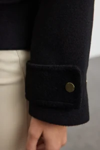 TRENDYOLMİLLA Black Regular Pattern Bowl Thin Jacket Coat - Image 4