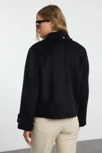 TRENDYOLMİLLA Black Regular Pattern Bowl Thin Jacket Coat - Image 5