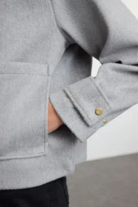 TRENDYOLMİLLA Gray Regular Pattern Bowl Thin Jacket Coat - Image 4