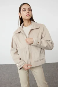 TRENDYOLMİLLA Mink Oversized Pattern Bowl Thin Jacket Coat