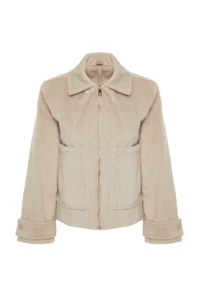 TRENDYOLMİLLA Mink Oversized Pattern Bowl Thin Jacket Coat - Image 6